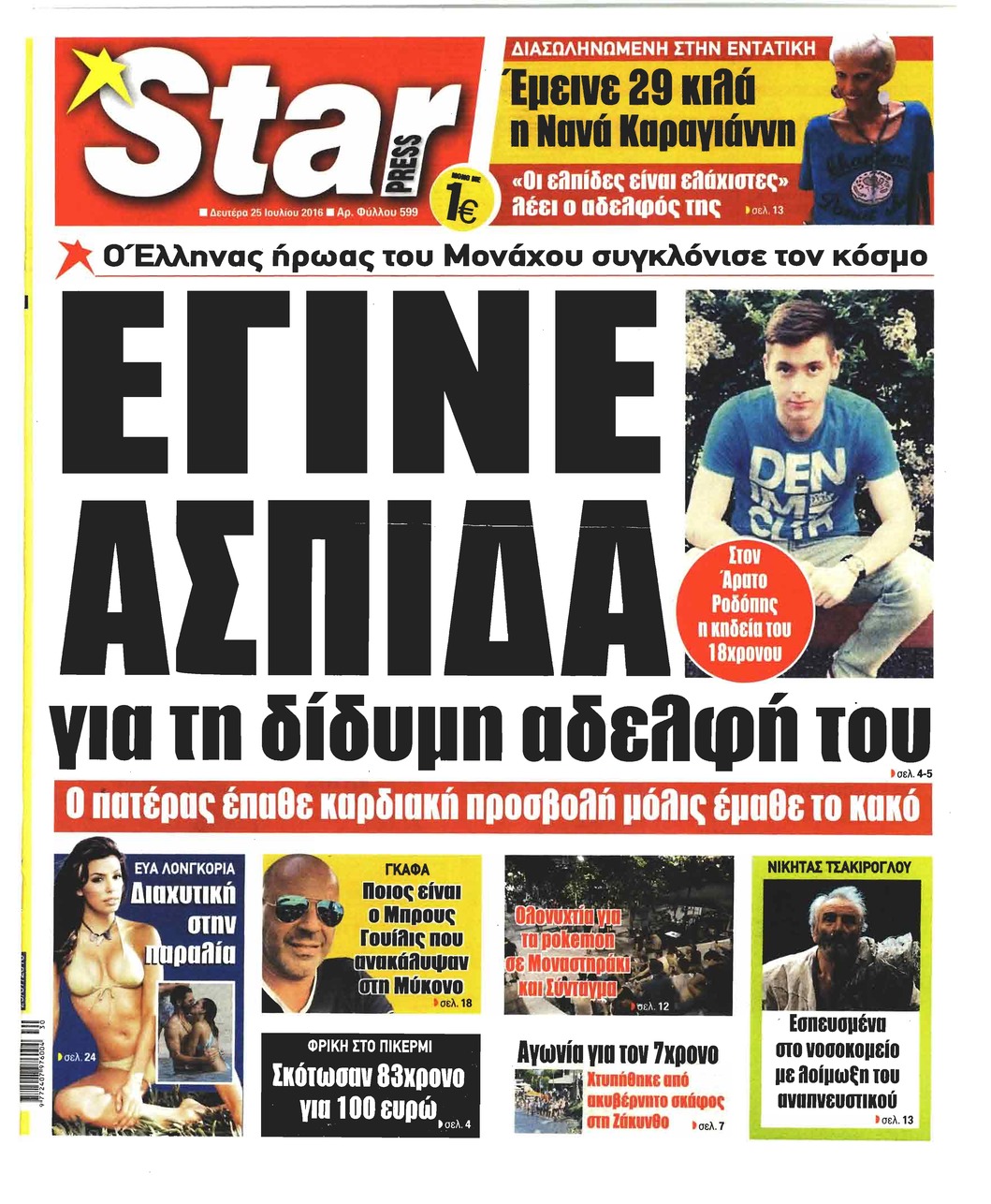 Πρωτοσέλιδο εφημερίδας Star Press