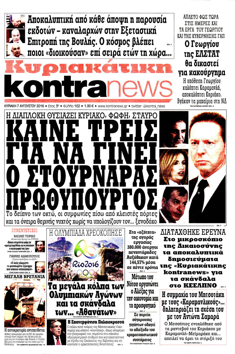 Πρωτοσέλιδο εφημερίδας Kontra News