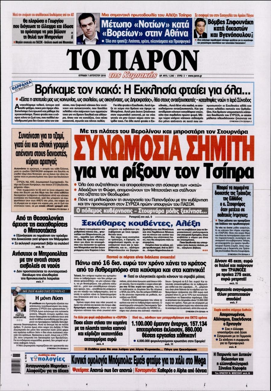 Πρωτοσέλιδο εφημερίδας Το Παρόν