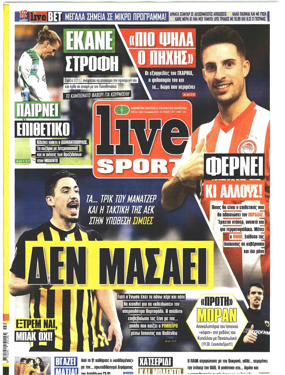 Πρωτοσέλιδο εφημερίδας Livesport