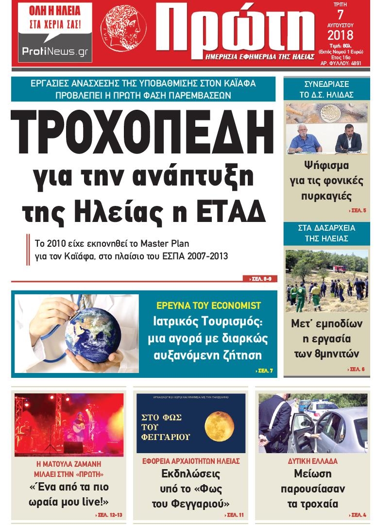 Πρωτοσέλιδο εφημερίδας Πρώτη