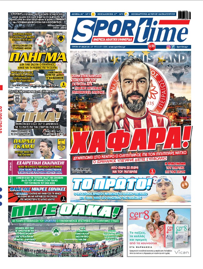 Πρωτοσέλιδο εφημερίδας Sportime