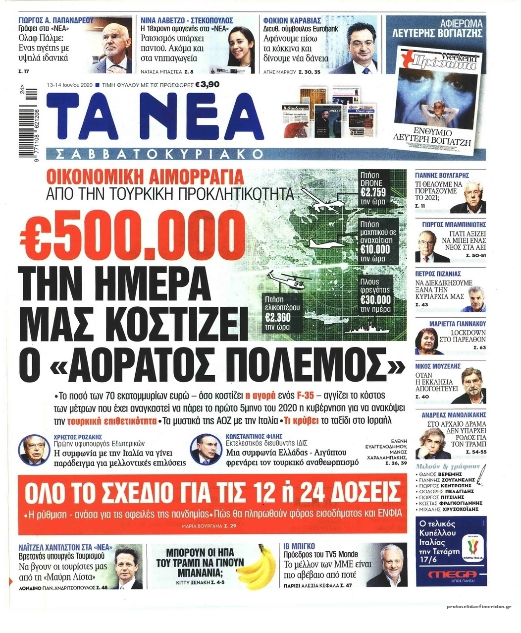 Πρωτοσέλιδο εφημερίδας Τα Νέα