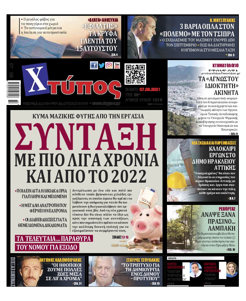 Πρωτοσέλιδο εφημερίδας Χτύπος