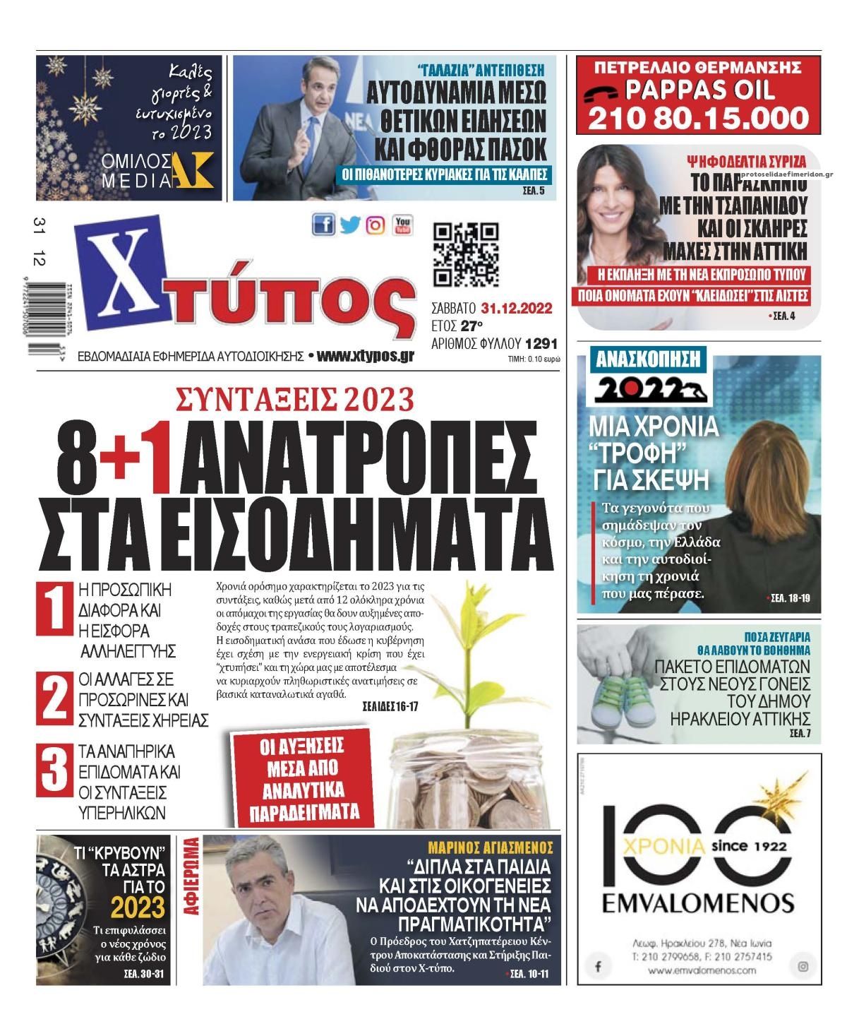 Πρωτοσέλιδο εφημερίδας Χτύπος