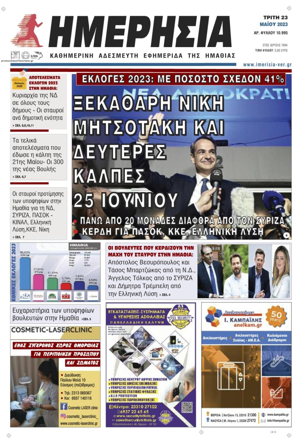 Πρωτοσέλιδο εφημερίδας Ημερήσια Ημαθείας