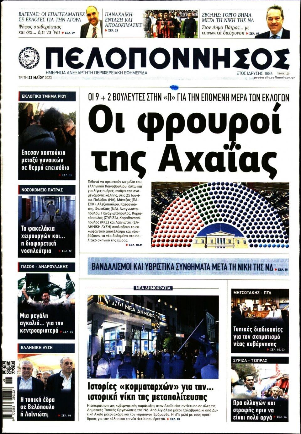 Πρωτοσέλιδο εφημερίδας Πελοπόννησος