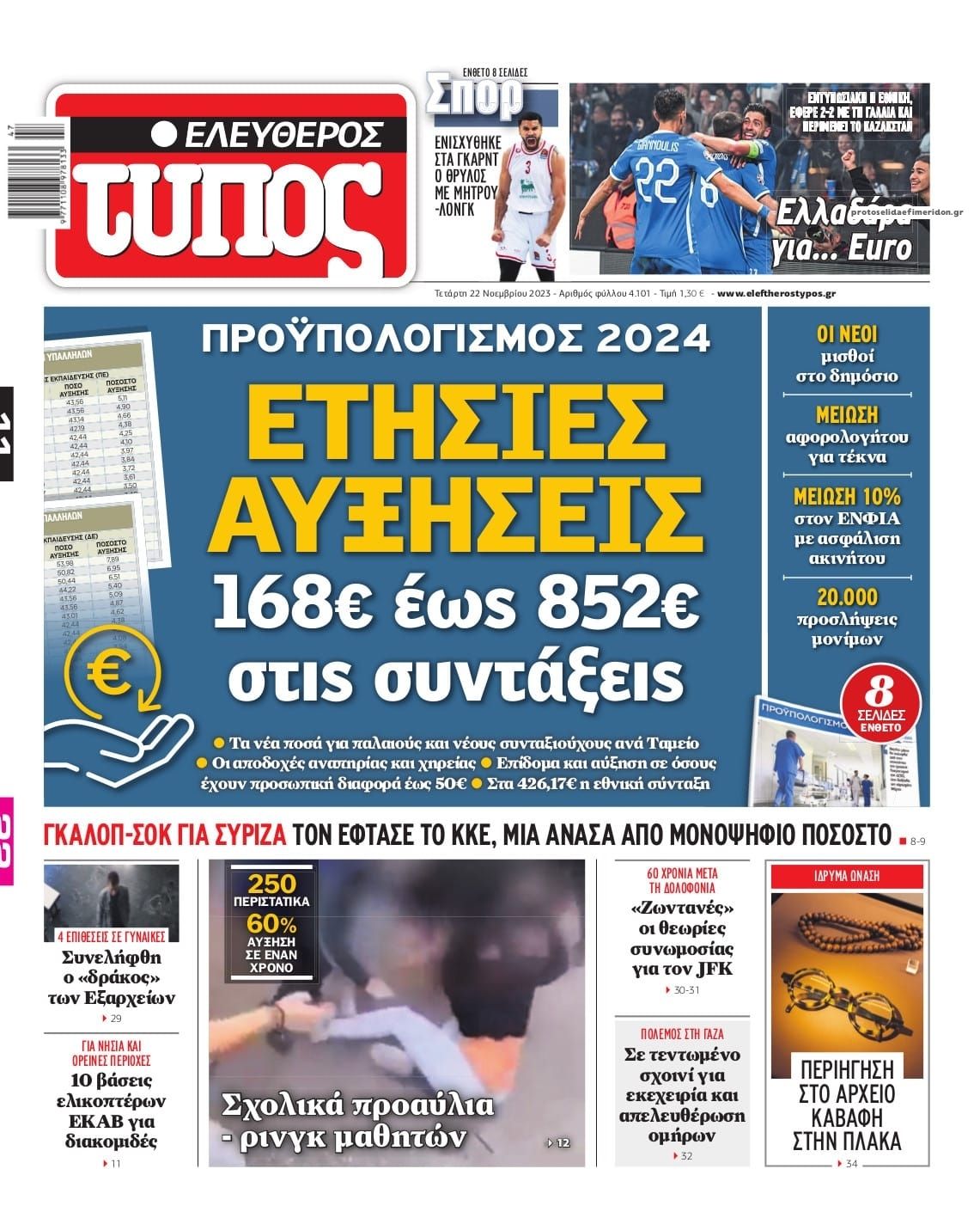 Πρωτοσέλιδο εφημερίδας Ελεύθερος Τύπος