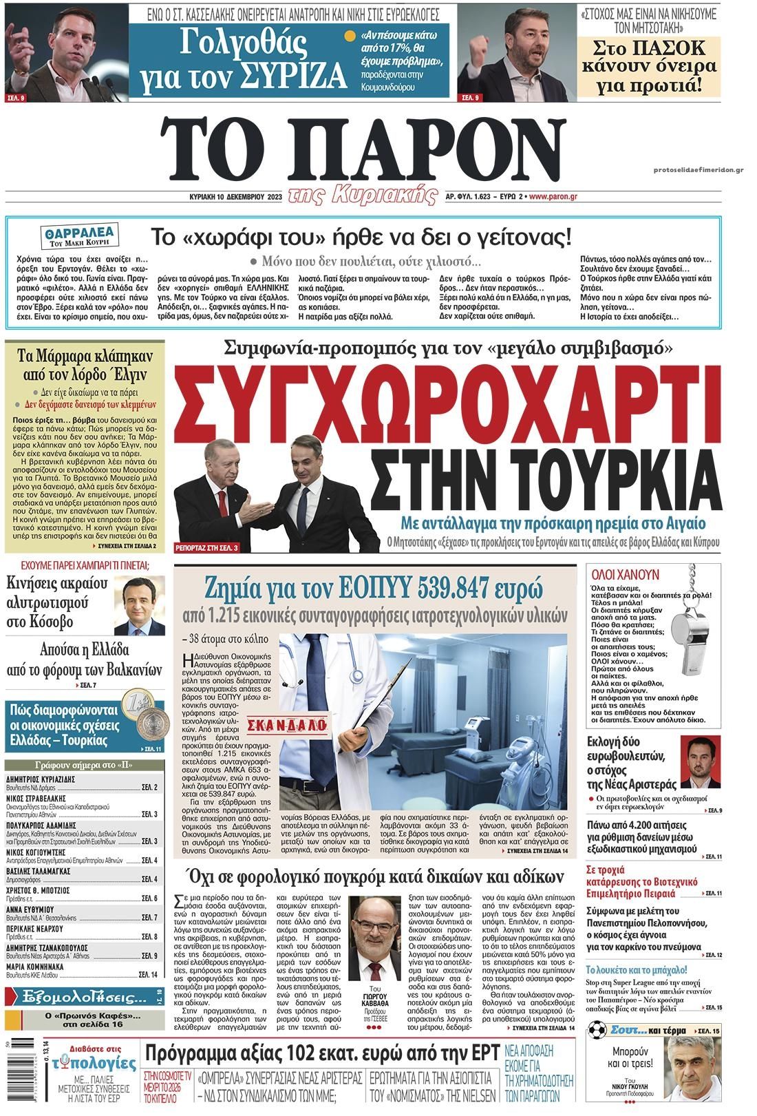 Πρωτοσέλιδο εφημερίδας Το Παρόν