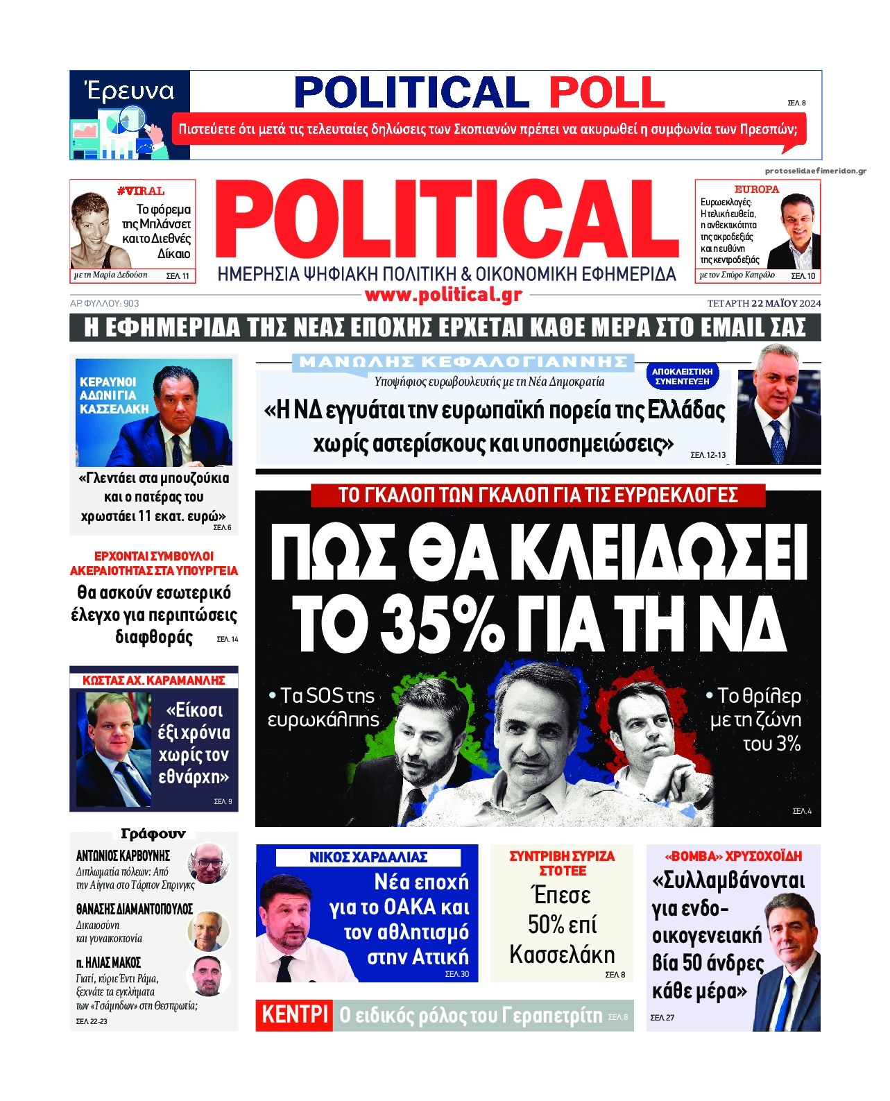 Πρωτοσέλιδο εφημερίδας Political