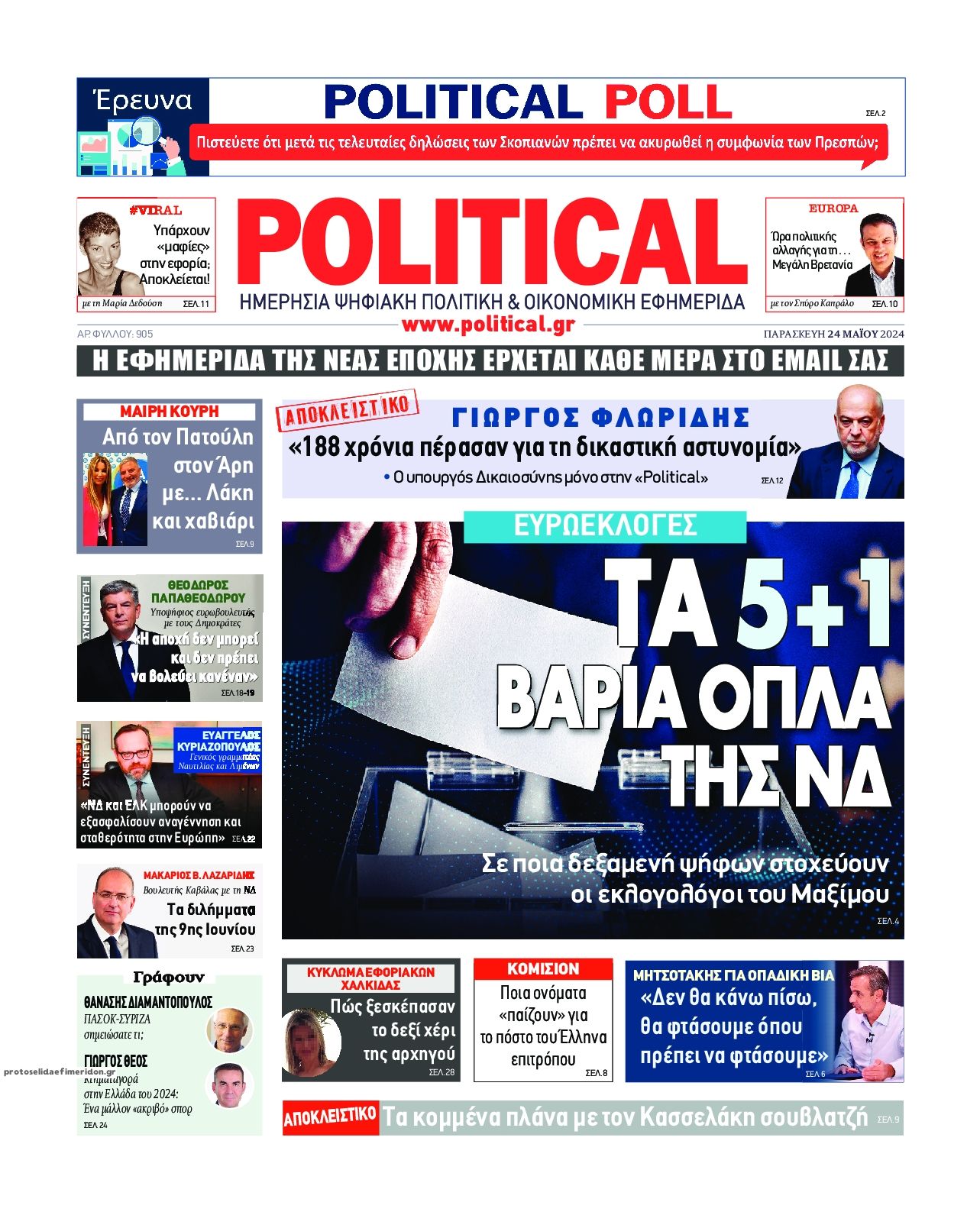 Πρωτοσέλιδο εφημερίδας Political