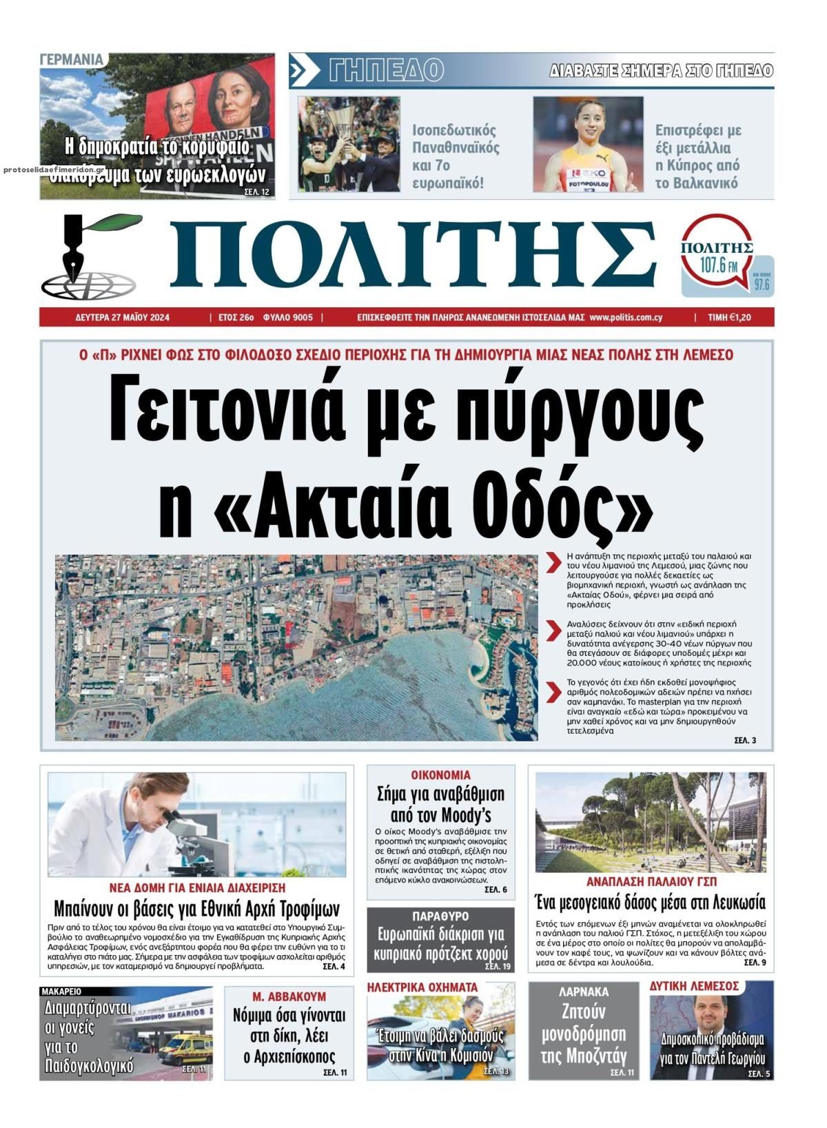 Πρωτοσέλιδο εφημερίδας Πολίτης Κύπρου