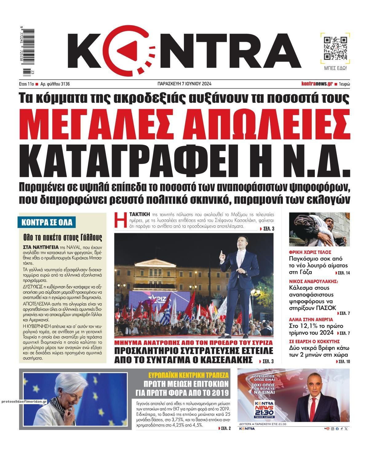 Πρωτοσέλιδο εφημερίδας Kontra News