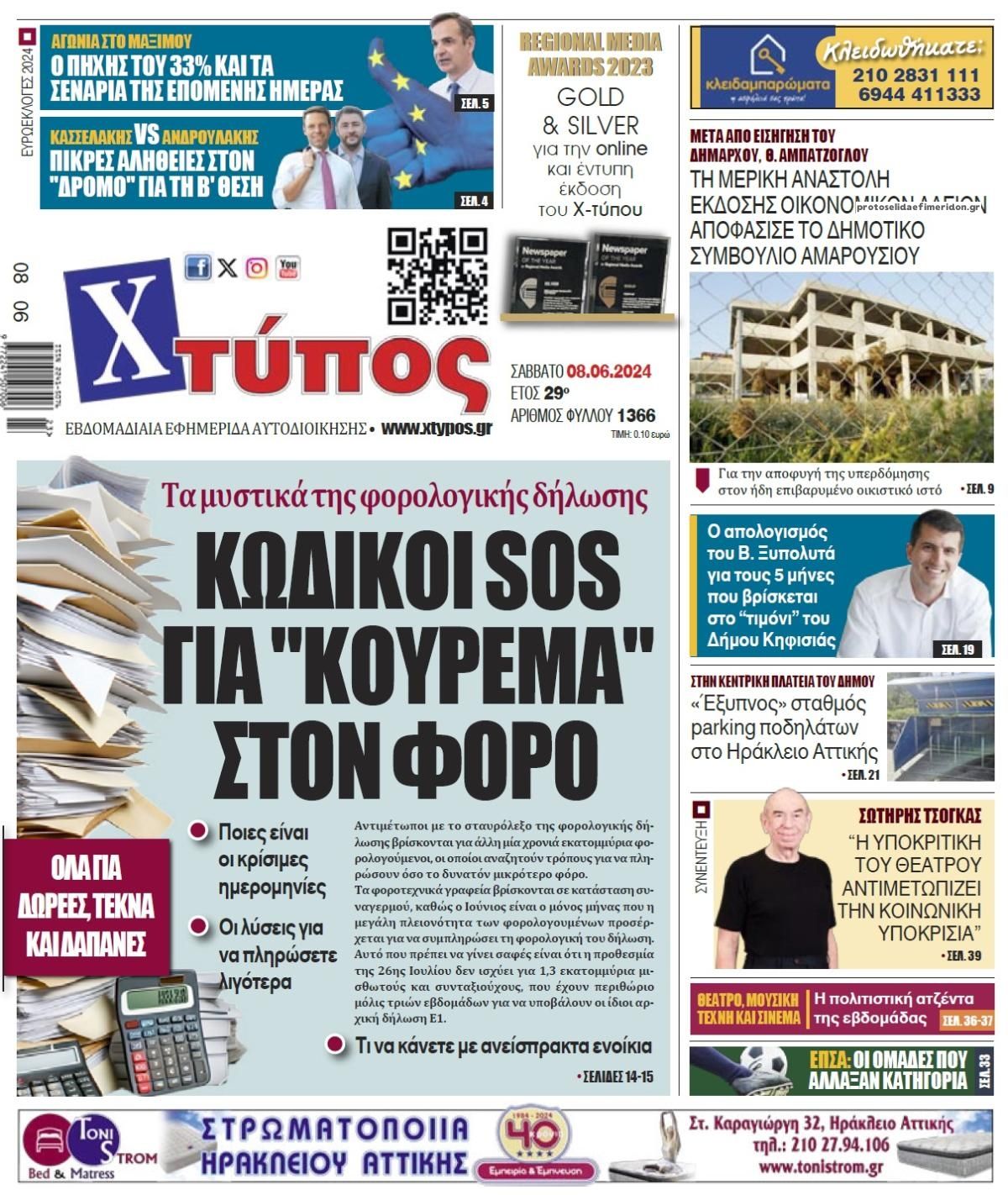 Πρωτοσέλιδο εφημερίδας Χτύπος