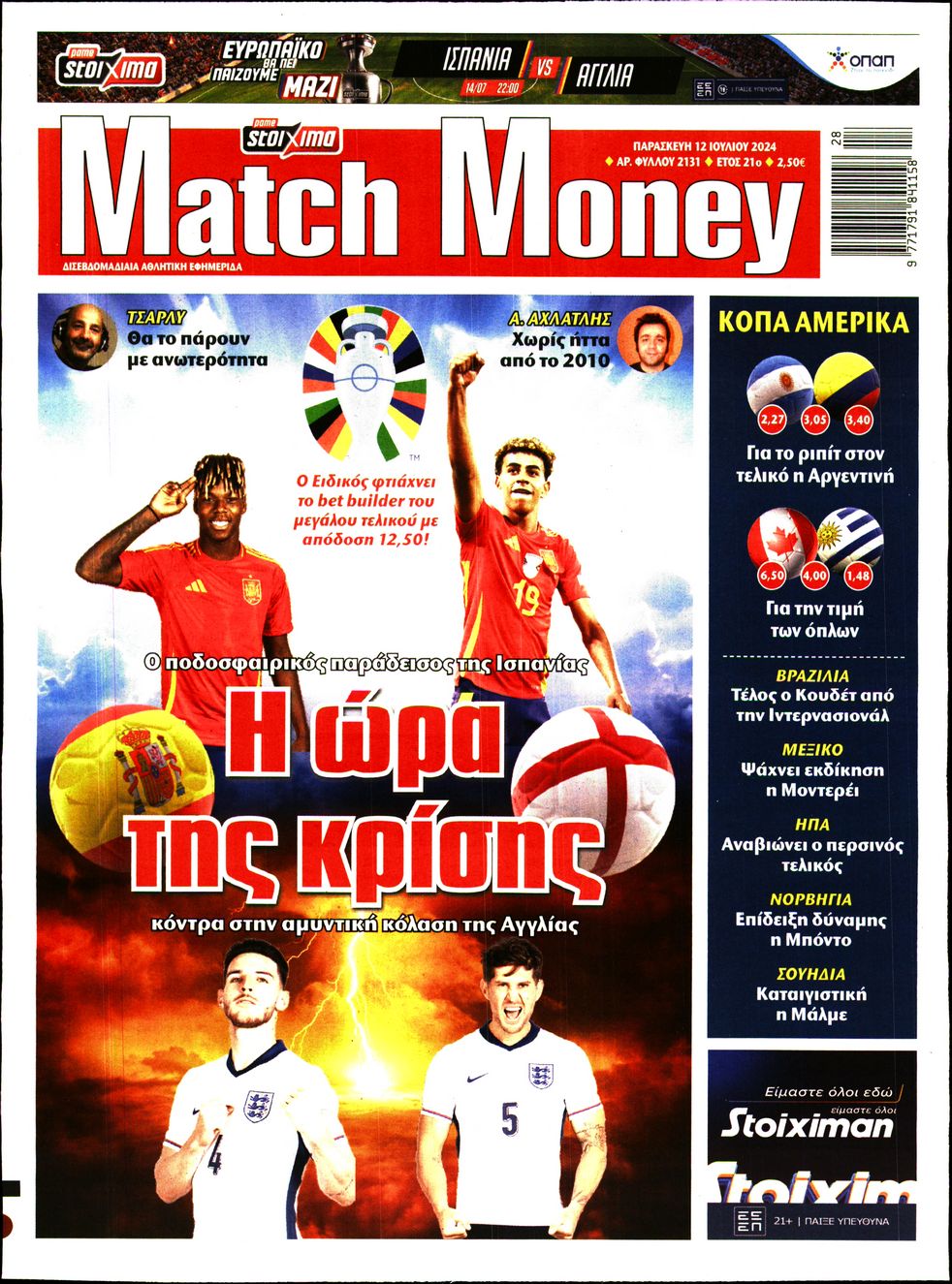 Πρωτοσέλιδο εφημερίδας Matchmoney