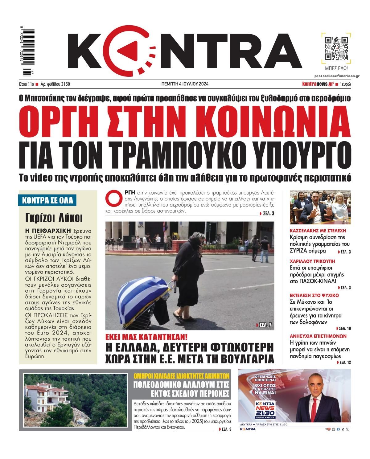 Πρωτοσέλιδο εφημερίδας Kontra News