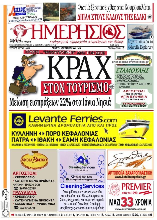 Πρωτοσέλιδο εφημερίδας Ημερήσιος