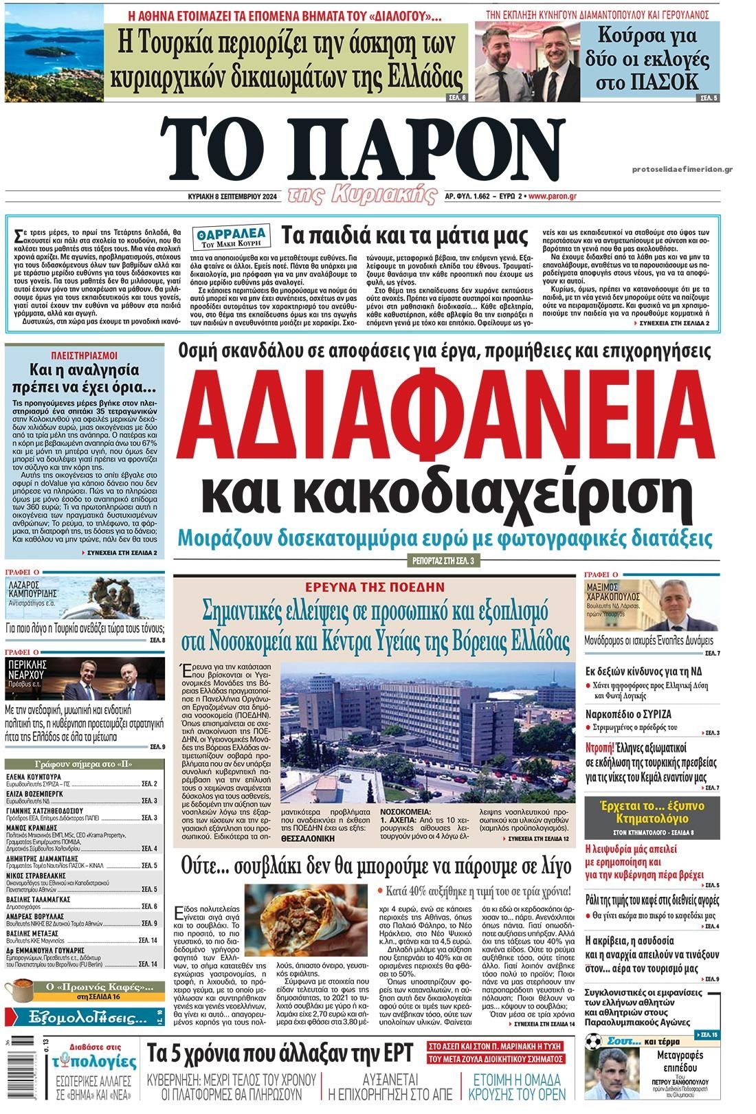 Πρωτοσέλιδο εφημερίδας Το Παρόν