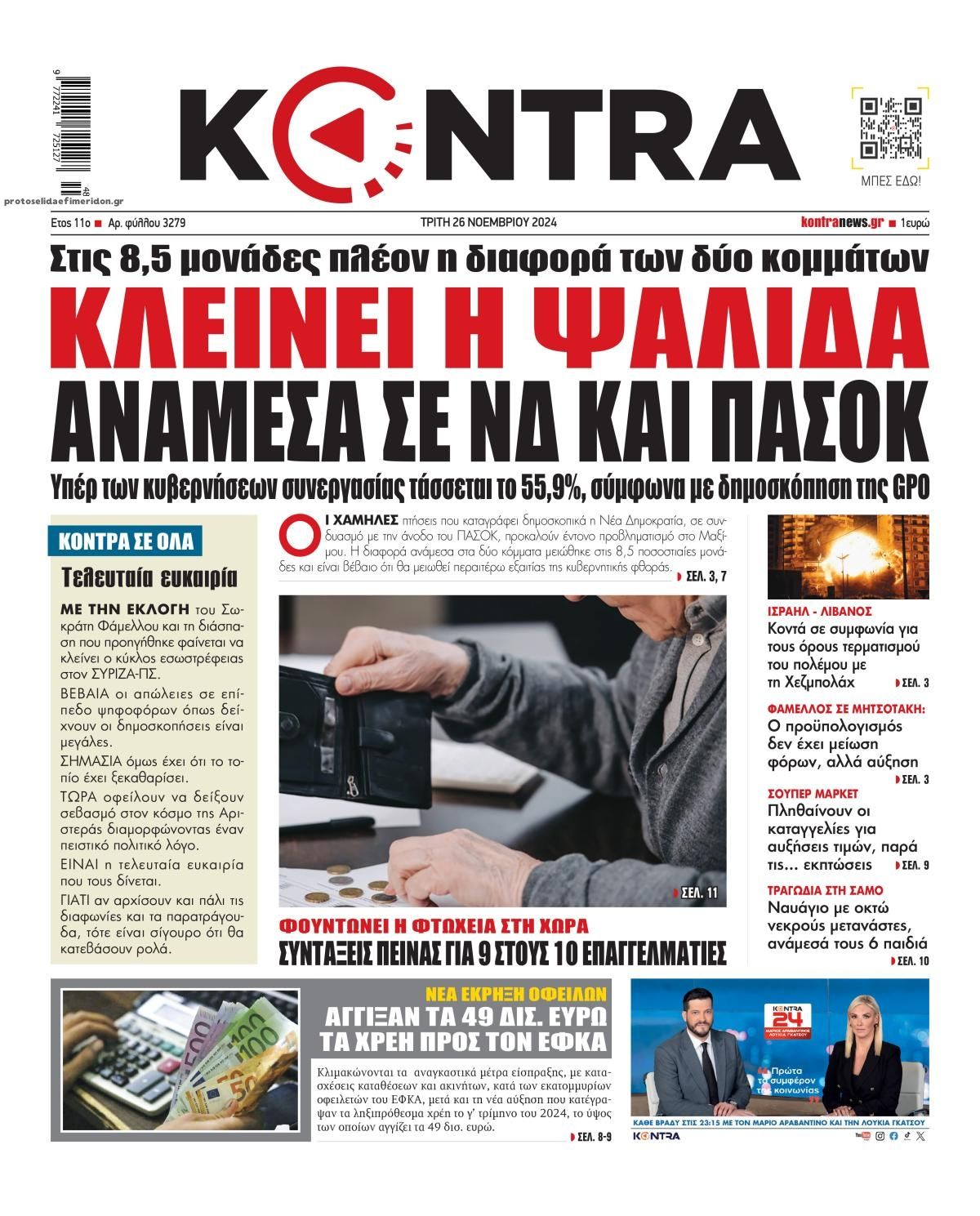 Πρωτοσέλιδο εφημερίδας Kontra News