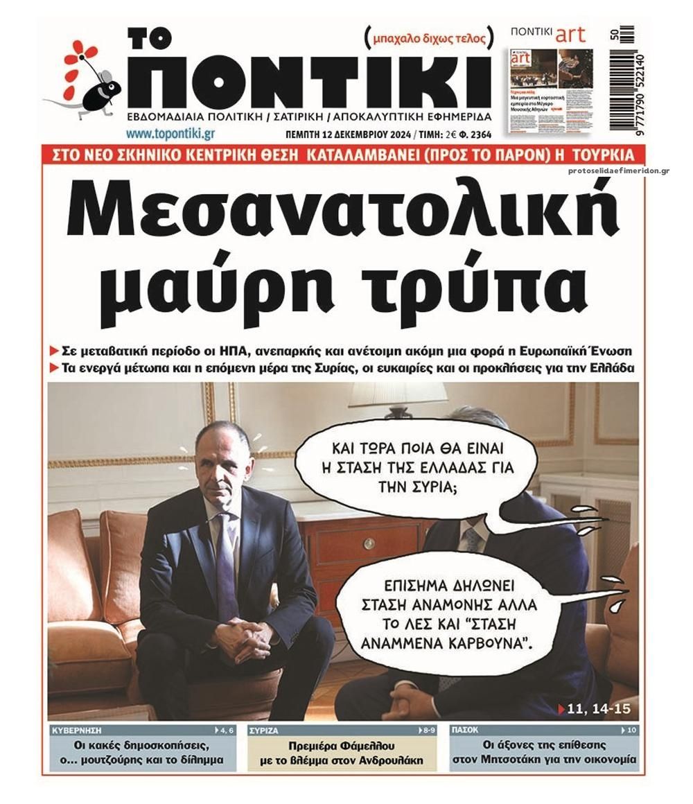 Πρωτοσέλιδο εφημερίδας Το Ποντίκι