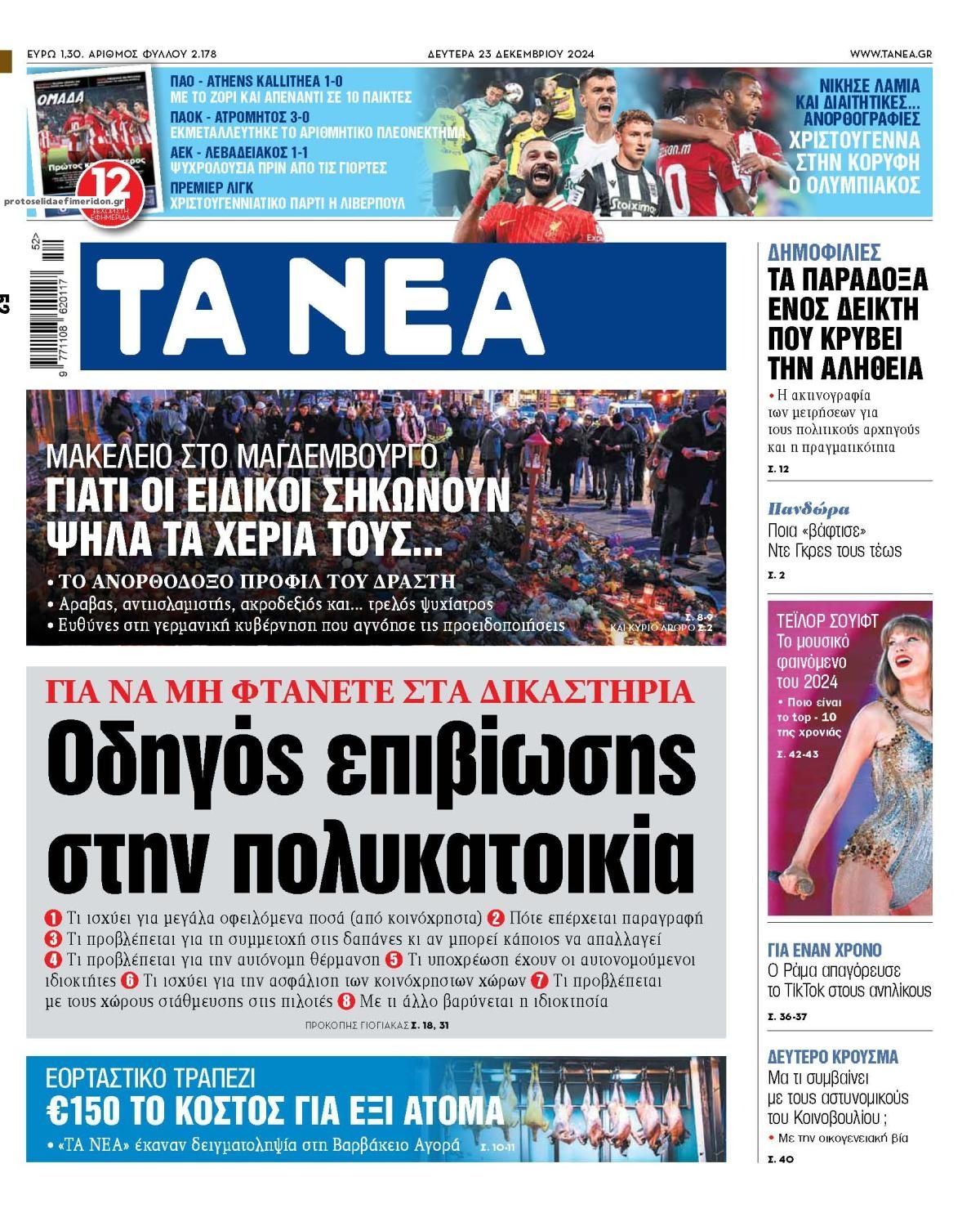 Πρωτοσέλιδο εφημερίδας Τα Νέα