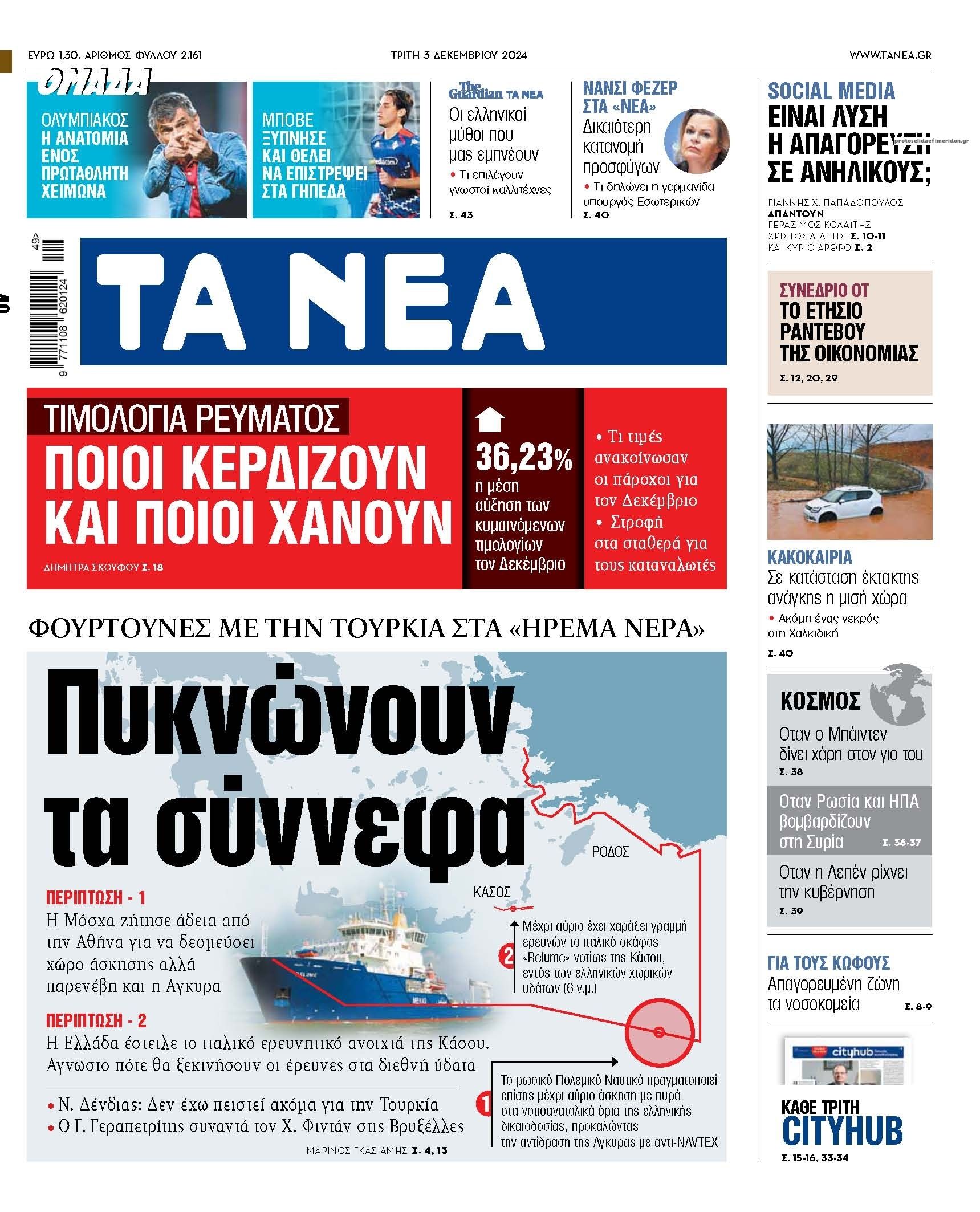 Πρωτοσέλιδο εφημερίδας Τα Νέα