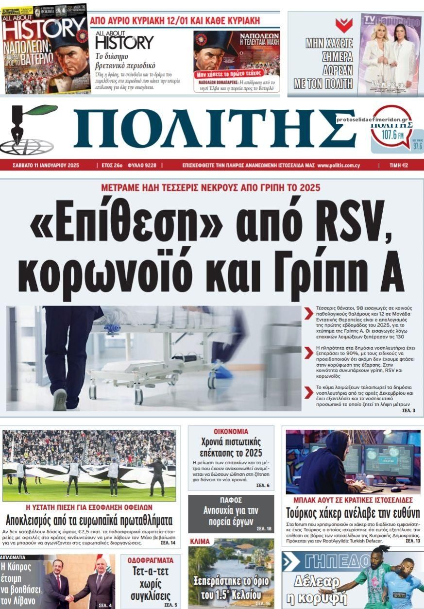 Πρωτοσέλιδο εφημερίδας Πολίτης Κύπρου