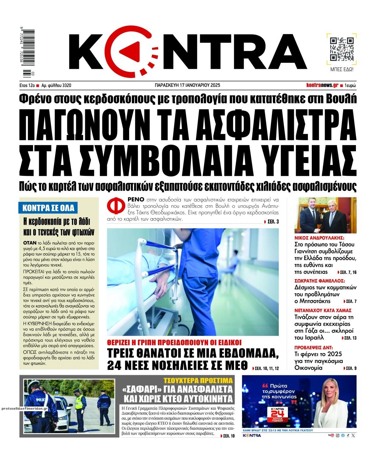 Πρωτοσέλιδο εφημερίδας Kontra News