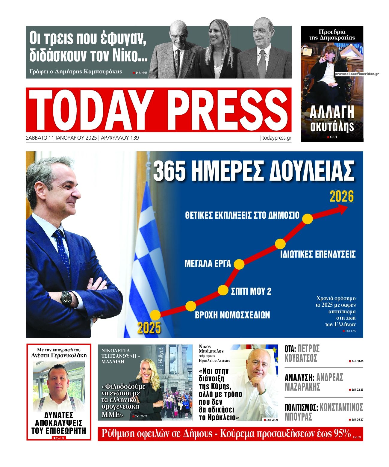 Πρωτοσέλιδο εφημερίδας Today Free Press