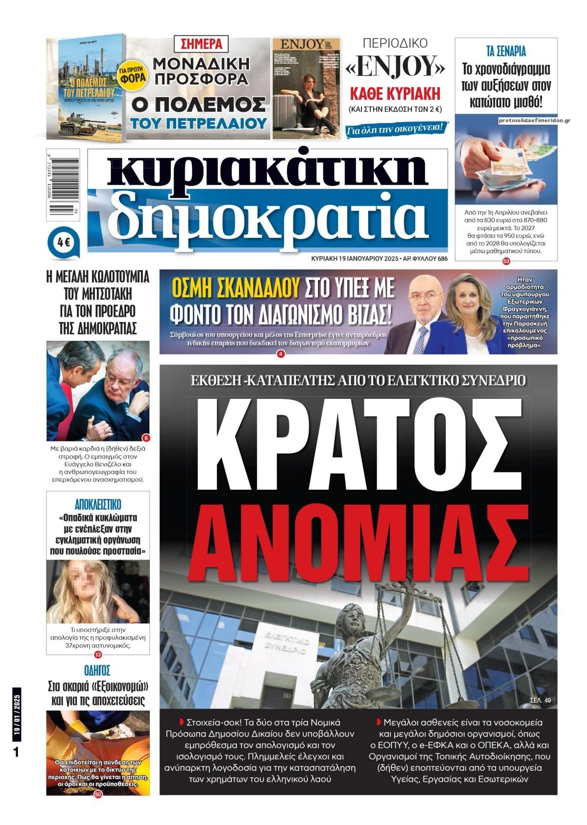 Πρωτοσέλιδο εφημερίδας Δημοκρατία