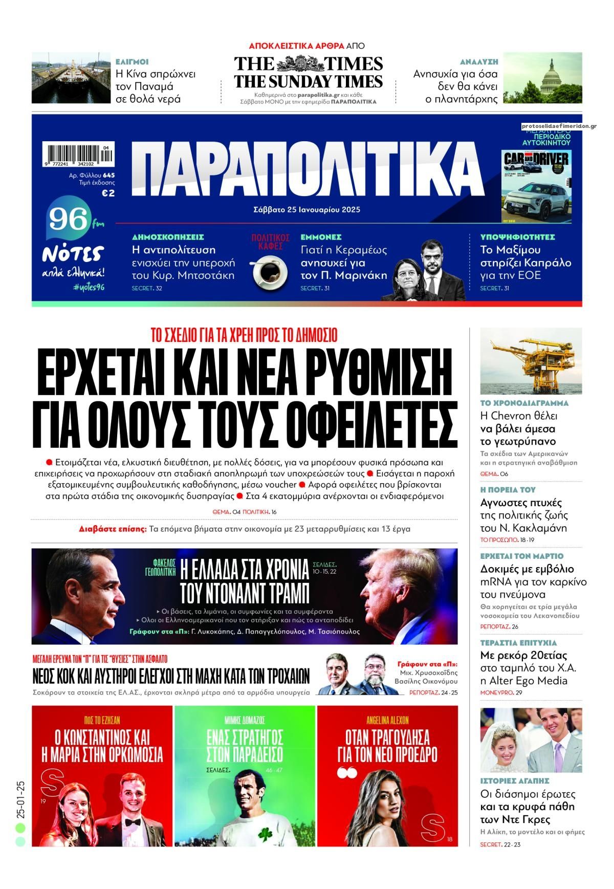 Πρωτοσέλιδο εφημερίδας Παραπολιτικά