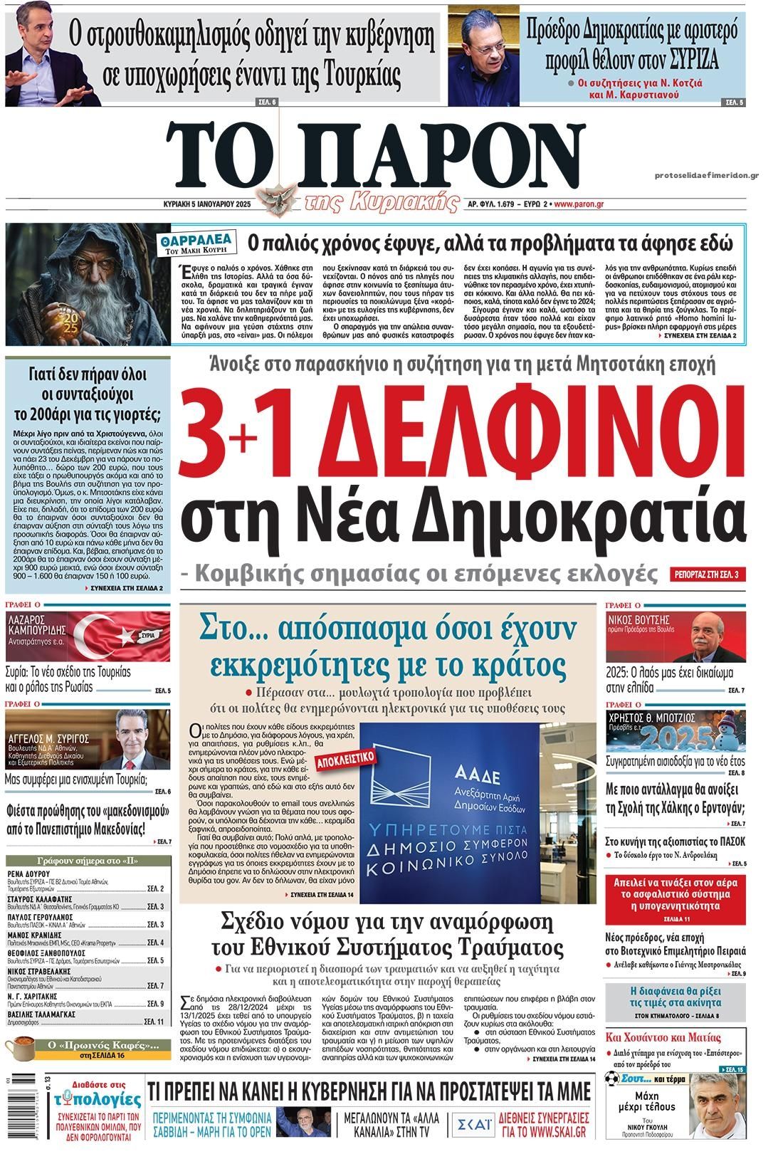 Πρωτοσέλιδο εφημερίδας Το Παρόν