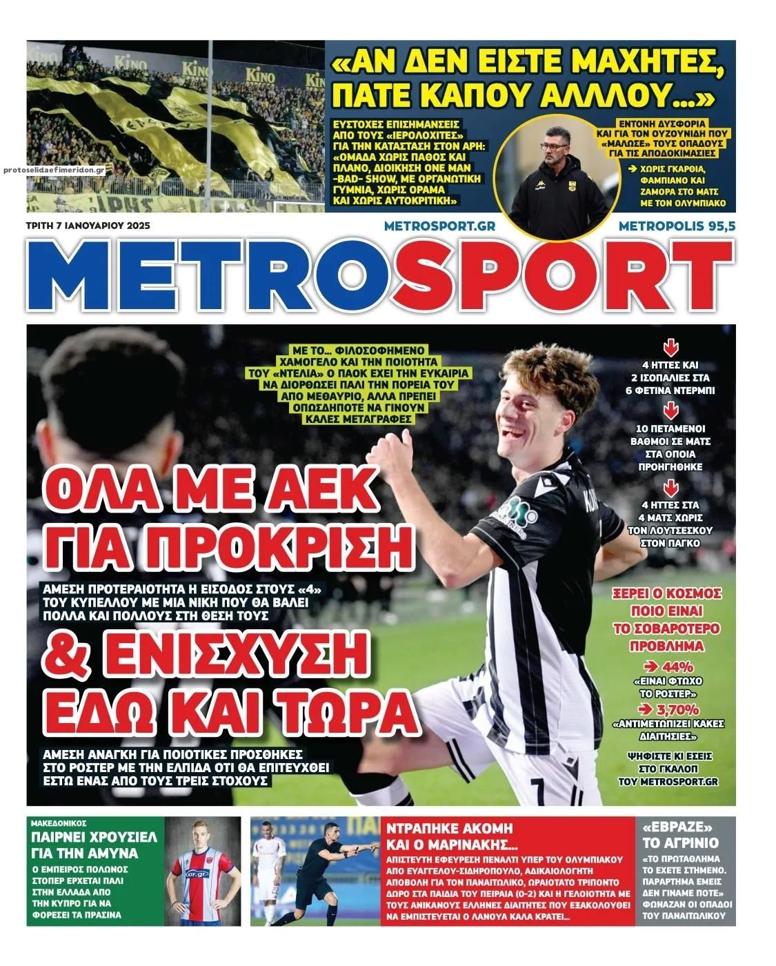 Πρωτοσέλιδο εφημερίδας Metrosport