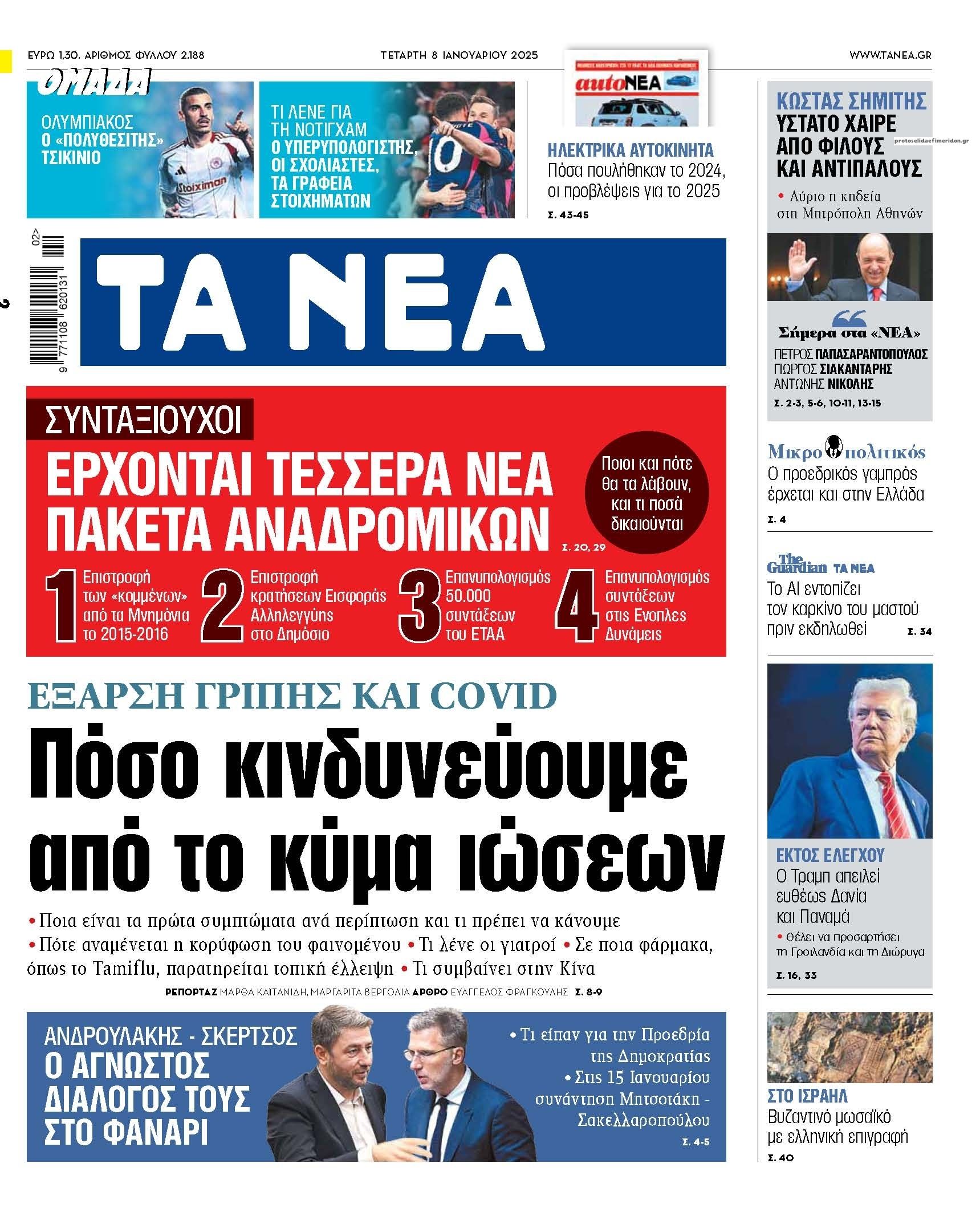 Πρωτοσέλιδο εφημερίδας Τα Νέα