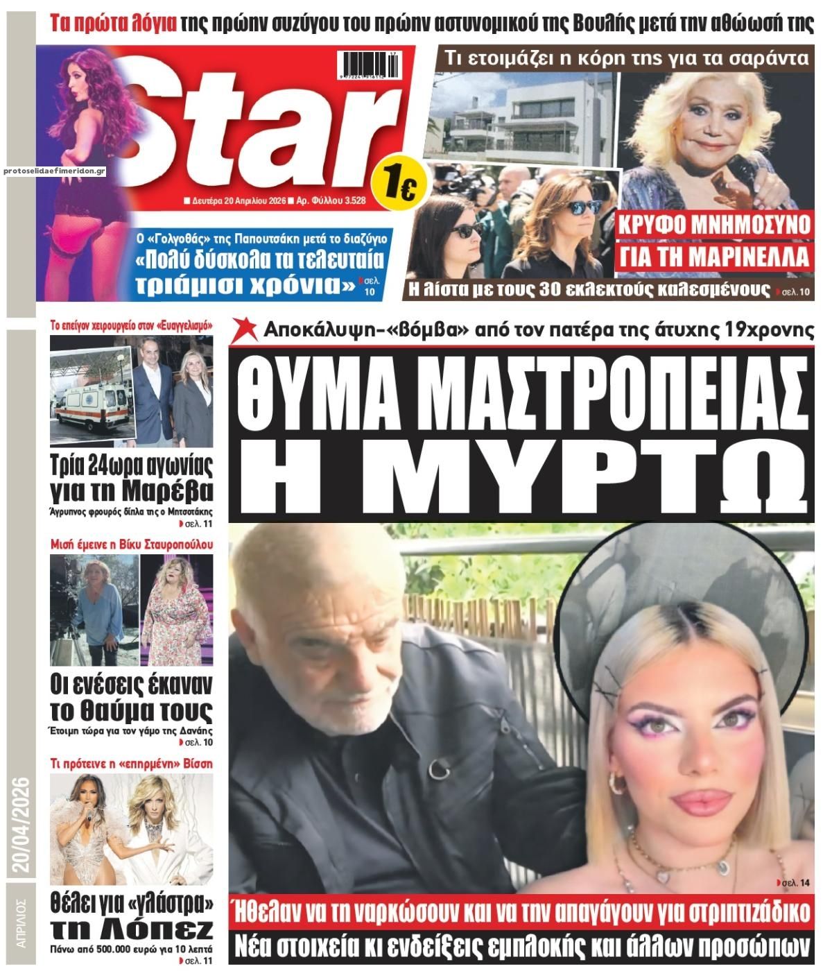 Πρωτοσέλιδο Star Press 20-04-2026